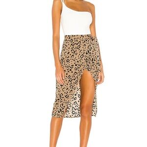 Lovers + Friends Asymmetrical Leopard Skirt